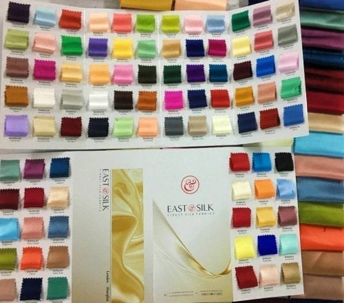 east and silk satin colour card 90 colours