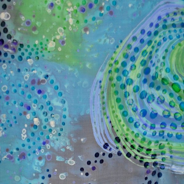 Silk Burnout Hand Painted Blue And Green fabric