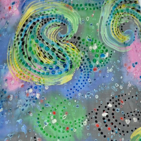 Silk Burnout Hand Painted Green And Blue fabric