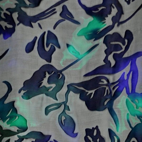 Silk Burnout Hand Painted Blue And Green fabric