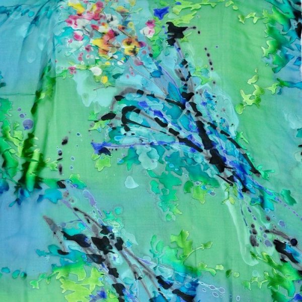 Silk Burnout Hand Painted Green Multi fabric