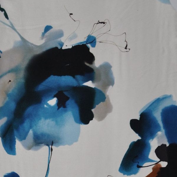 Silk Satin Printed Blue And White fabric