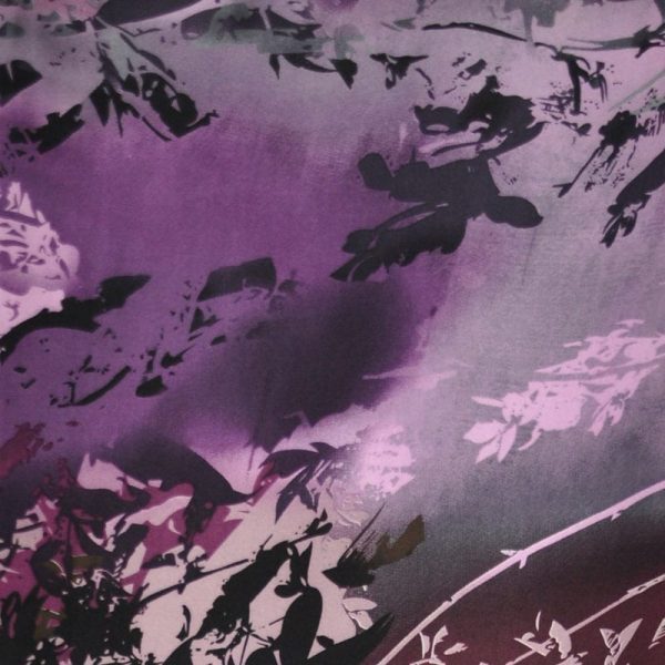 Silk Satin Printed Purple Multi fabric