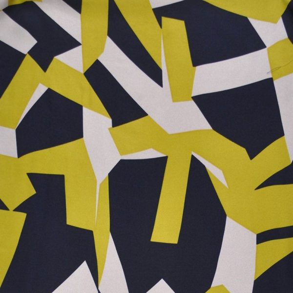 Silk Twill Printed Black Yellow And White fabric