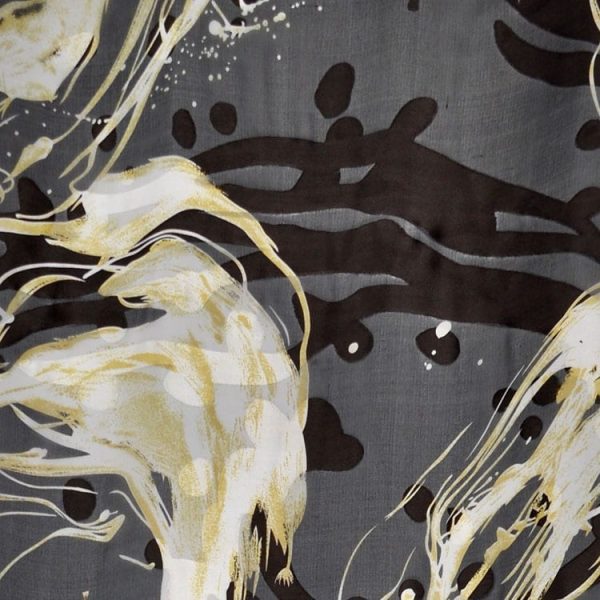 Silk Burnout Printed Brown And Yellow fabric