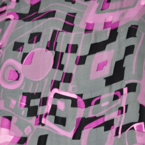 Silk Burnout Printed Fuchsia And Black fabric
