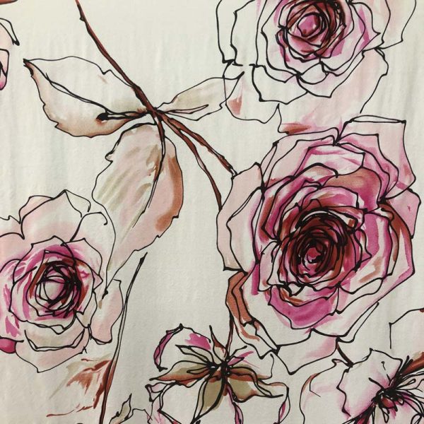 Silk Habotai Printed Pink and White fabric