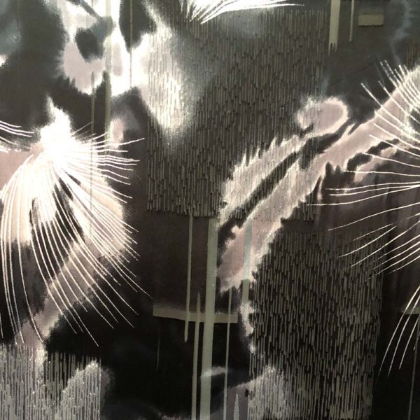 Silk Viscose Burnout Black and Dark Green fabric