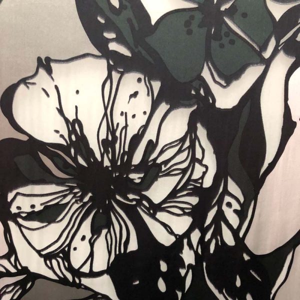 Silk Viscose Burnout Grey Green and Black fabric