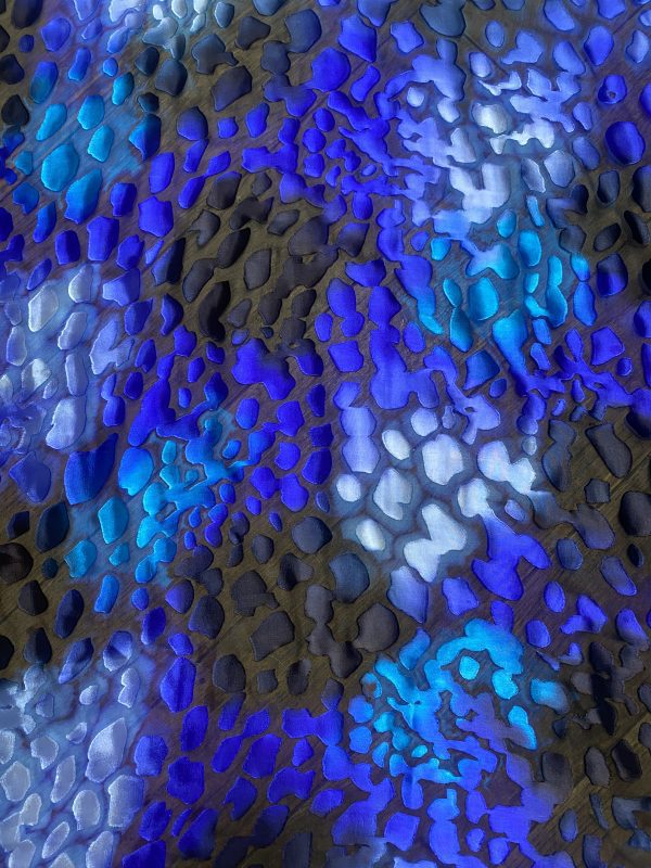 Silk Burnout Hand Painted Blue Multi fabric
