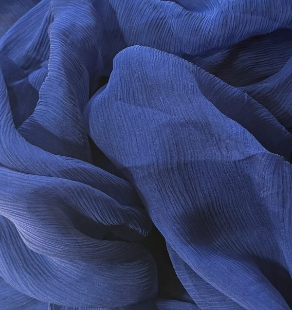 Clearance Silk Crinkle Chiffon 6mm Mazarine Blue 2m Only